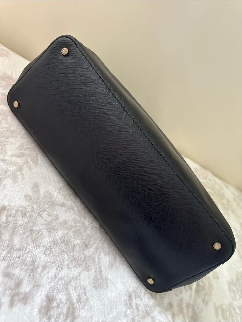 Tory Burch Robinson Double Zip Tote Black Saffiano Leather with Crossbody Strap